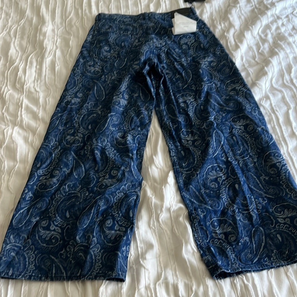 Rag & Bone The Sofie High Rise Ultra Wide Leg Ankle Paisley Jeans - Picture 8 of 14